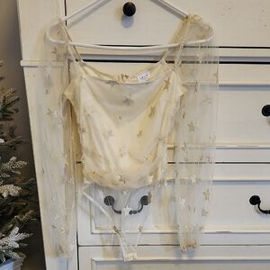 Sheer Star-Patterned Bodysuit